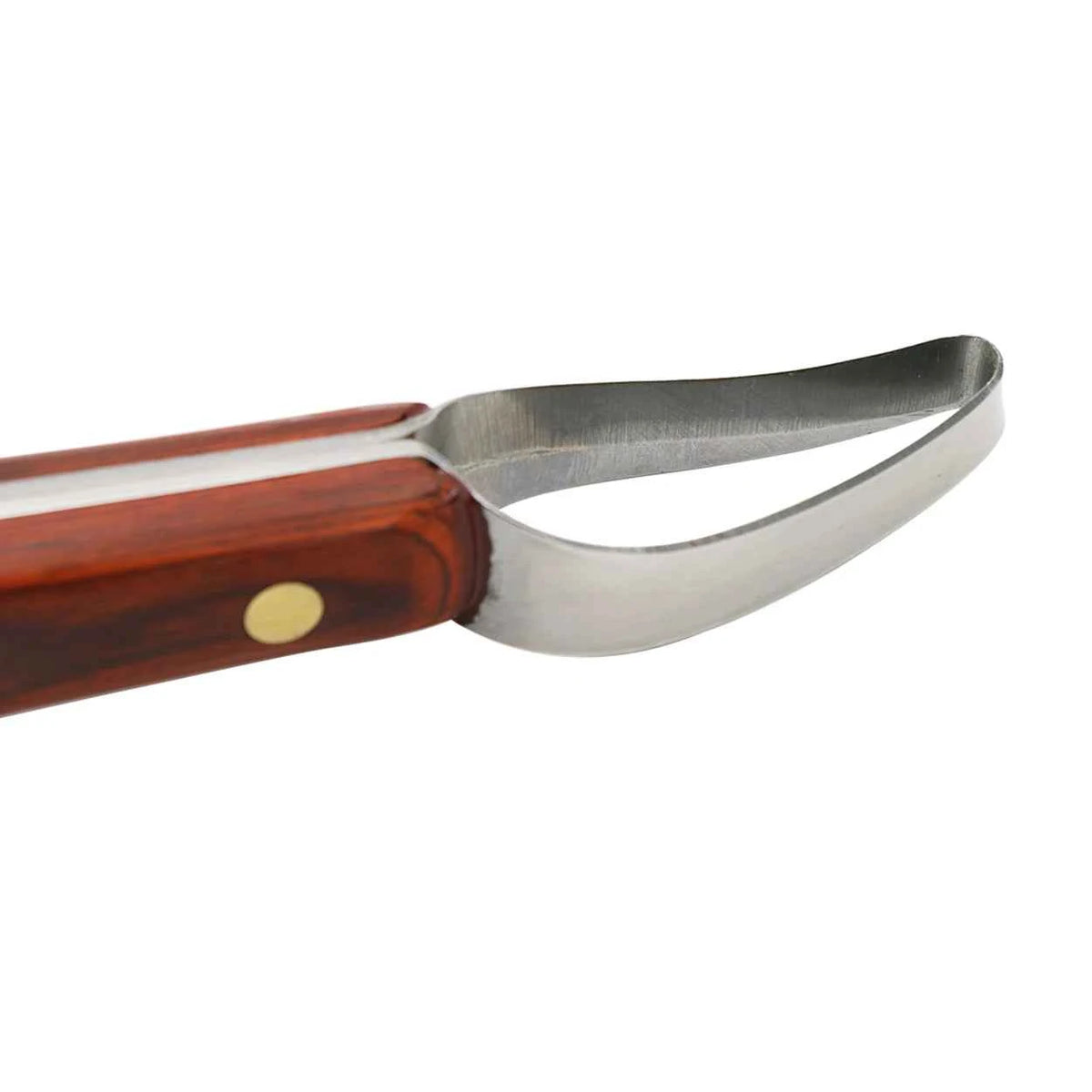 2 Pcs Horseshoe Knife With Wooden Handle Stainless Steel Double-edged & Ring-shaped Blades Cattle Sheep Hoof Trimming Tools