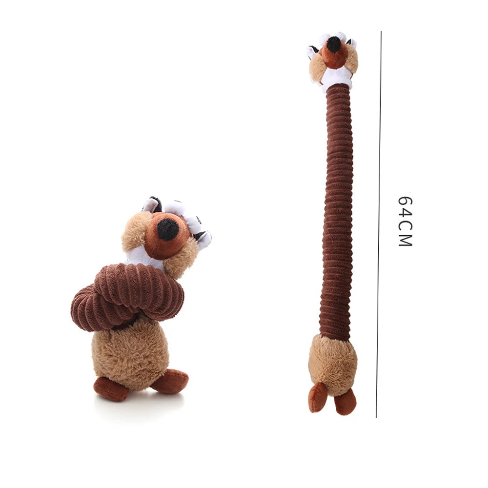 Cartoon Long Neck Small Dog Toy Puppy Duck Rabbit Fox Soft Plush Chew Pet Squeaky Toy