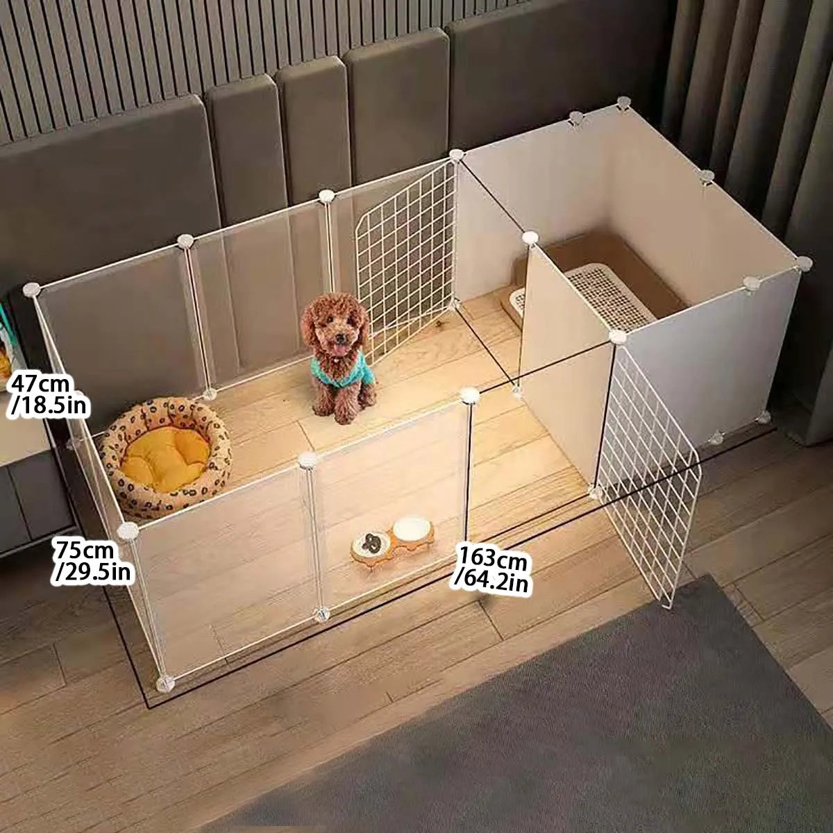 Pet Dog Enclosure – Small Dog Kennel with Isolation Gate & Toilet Area