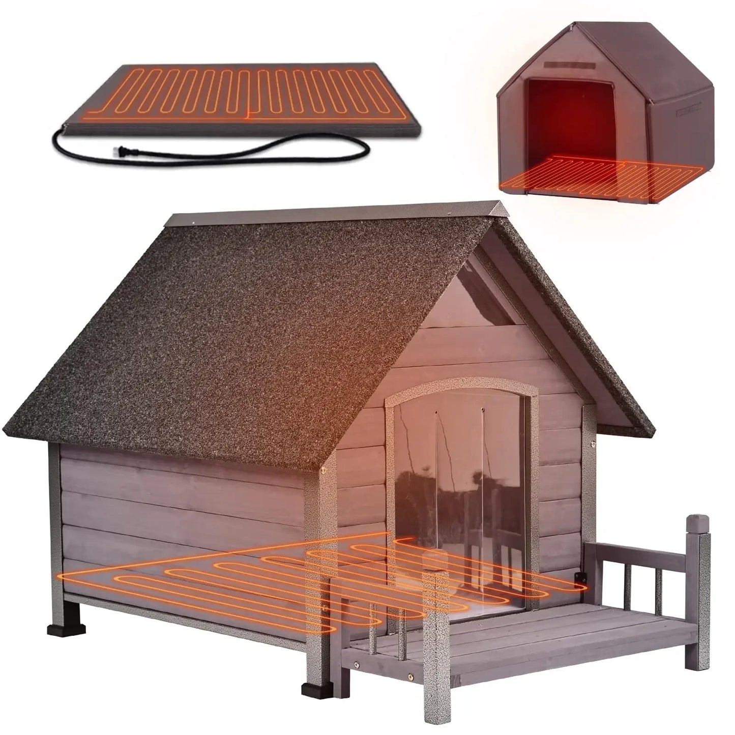 Outdoor Insulated Dog Shelter – Heated Doghouse with Metal Anti-Chew Frame
