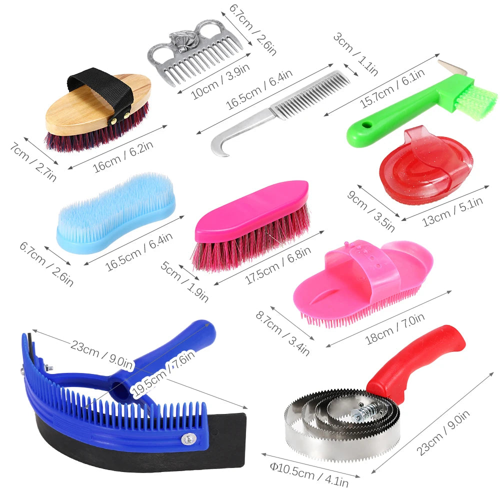 Horse Grooming Supplies Set – All-in-One Mane, Tail, Coat & Hoof Care Tools
