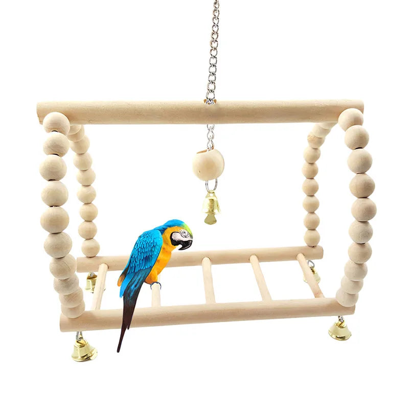 Bird Training Toy Set – 1/8PCS Wooden Swing & Chew Toys for Parrots