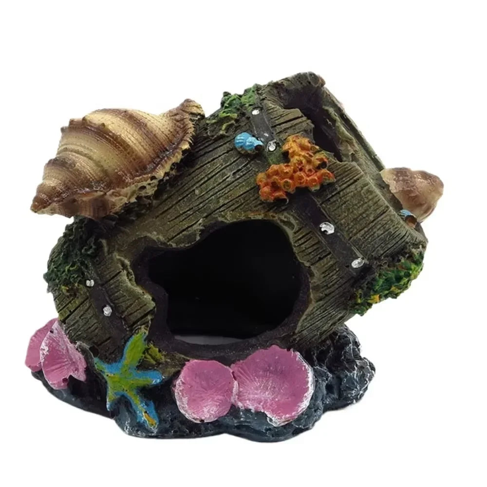Fish Tank Landscape Ornament – Simulation Wine Barrel Cave Decoration