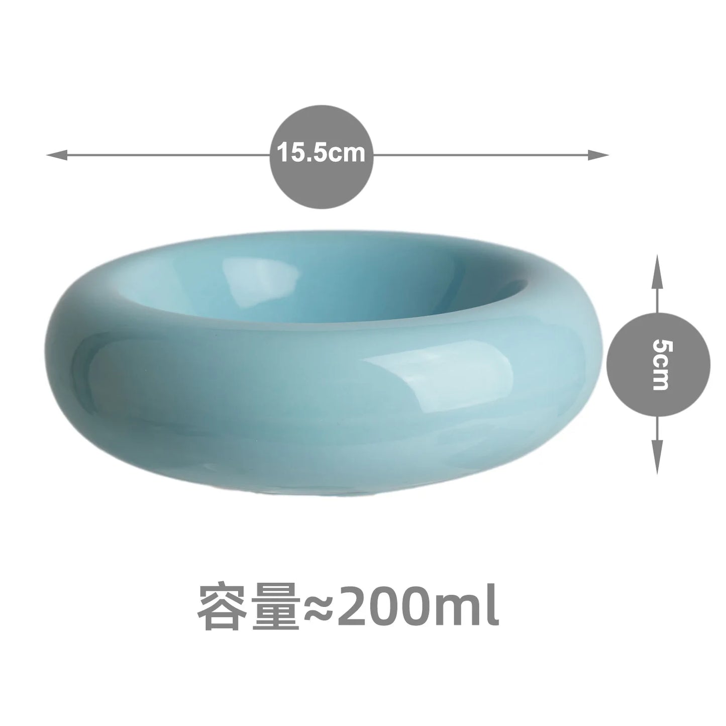 Non-Slip Ceramic Pet Bowl – Cute Donut-Shaped Cat Snack & Food Dish