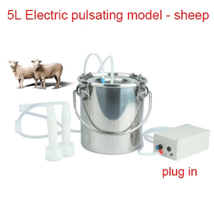 3L/5L Milking Machine Milker Automatic Electric & Pulsating for Farm Cows Goats Sheep Vacuum Pump Stainless Steel Milker Bucket