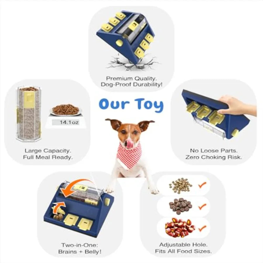 Dog Puzzle Toy Large Size 2 Levels of Challenge Paw-Activated Rolling Treat Dispenser Slow Feeder and Mental Stimulation for Small Dogs