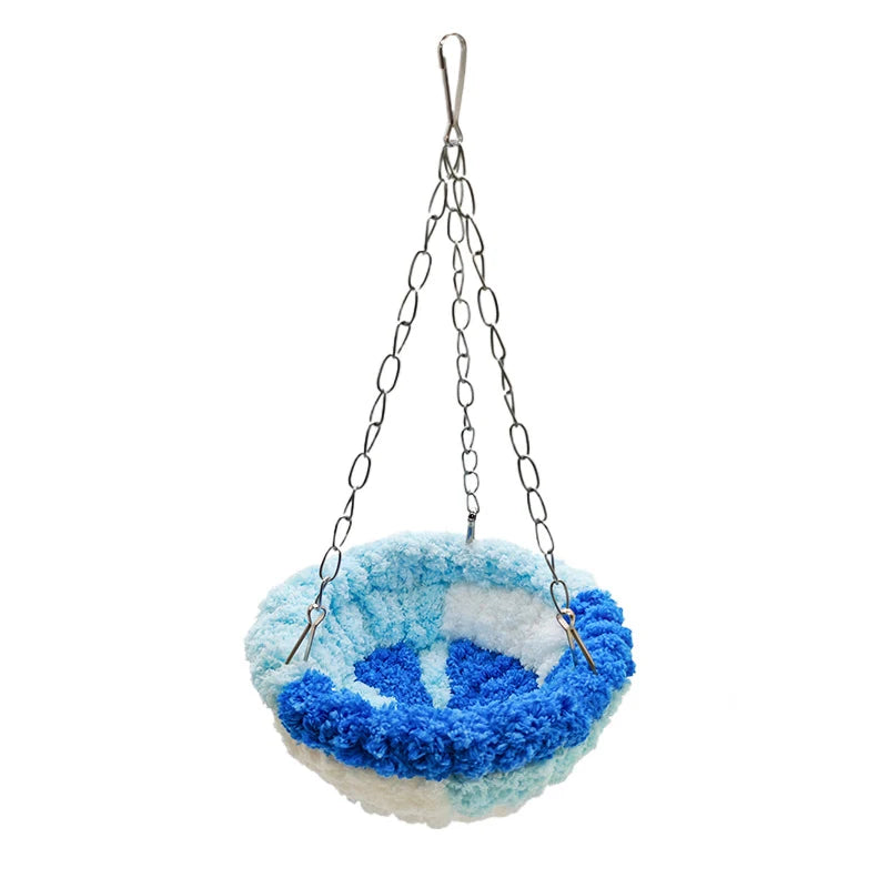 1 Parrot Nest Bird Nest Sleeping Nest Forest-Style Hammock Bird Cage Hanging Nest Plush Nest Small Bird Supplies Swing Warm Bird