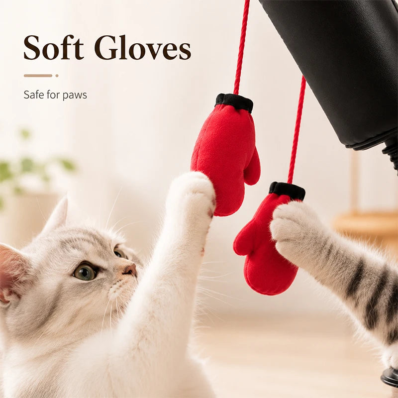 Indoor Cat Punching Bag – Interactive Boxing Toy with Dangling Gloves