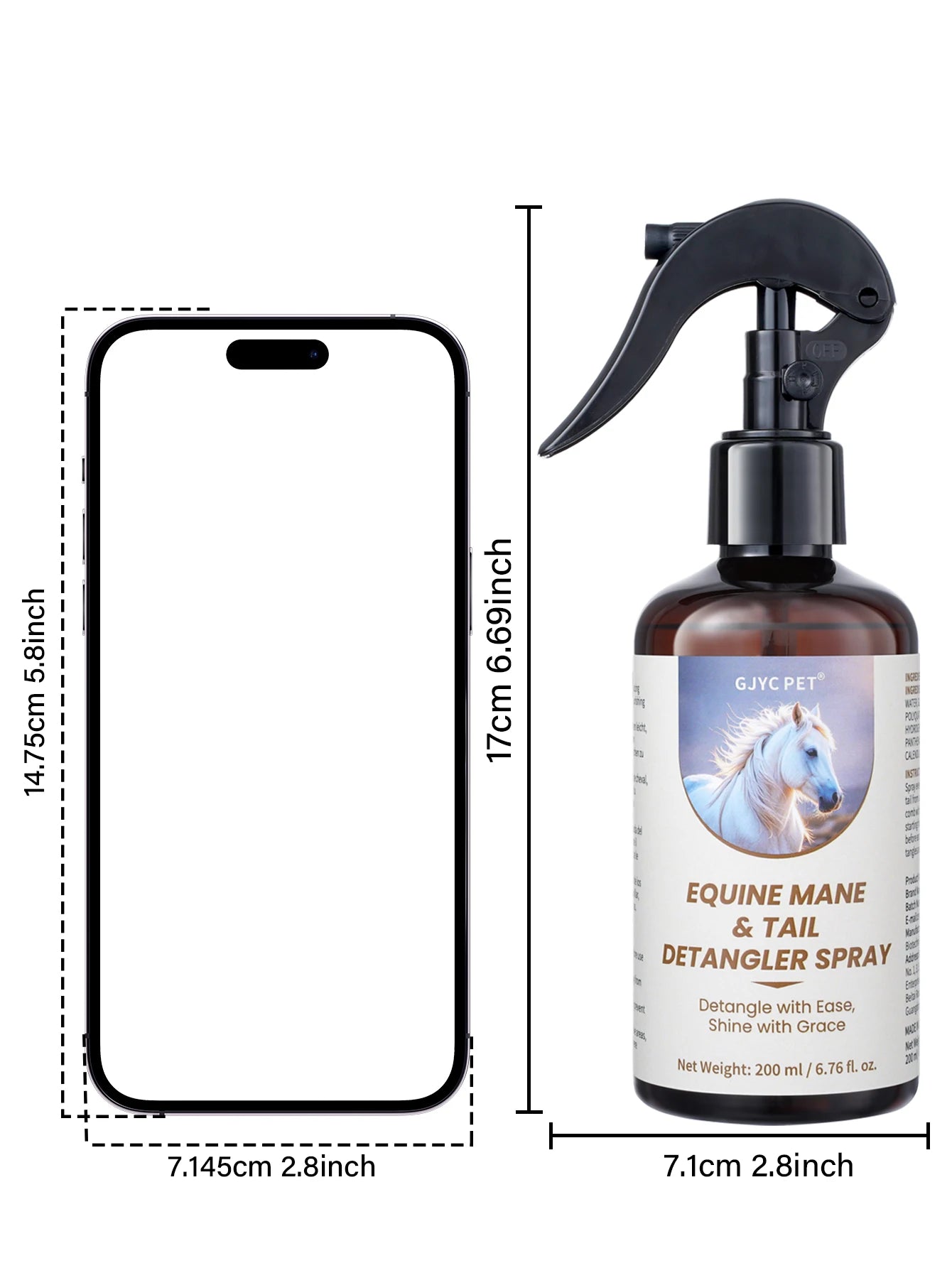 Conditioning Horse Grooming Spray – 200ml Mane & Tail Detangler with Shine Formula