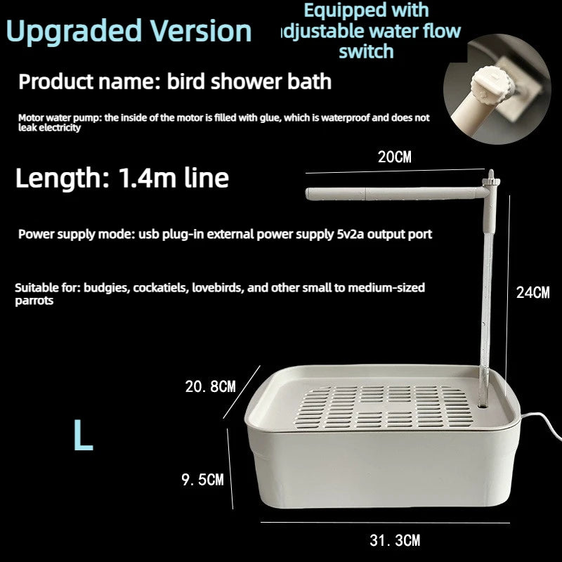 Bird Bathing Basin – Recirculating Water Shower for Parrots and Small Birds