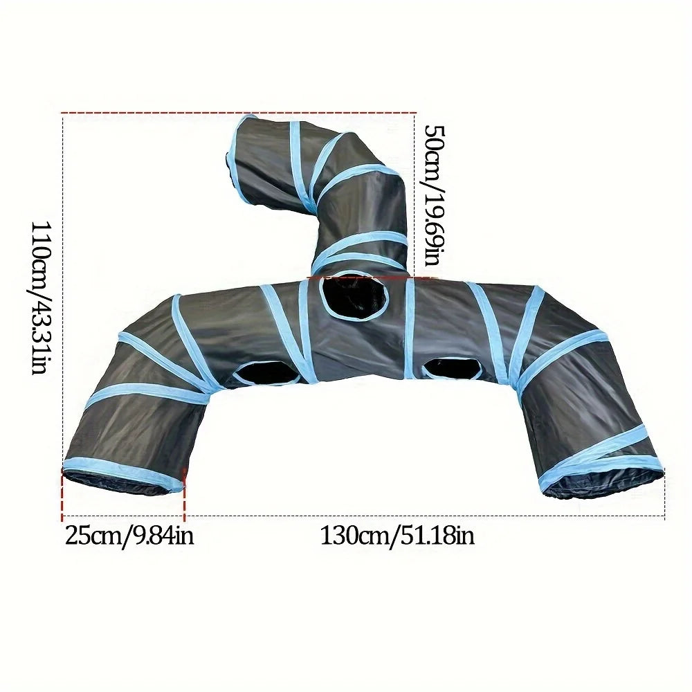 Foldable Three-Way Cat Tunnel – Fun Crawling & Hiding Toy for Cats
