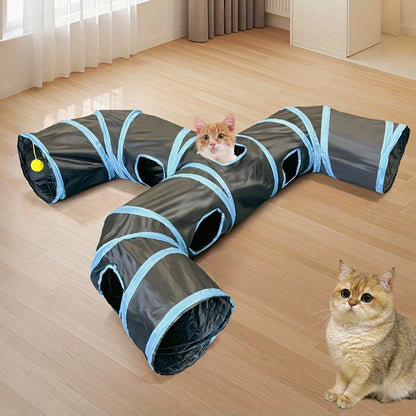 Foldable Three-Way Cat Tunnel – Fun Crawling & Hiding Toy for Cats