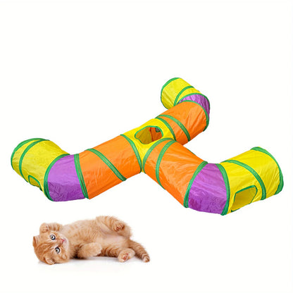 Foldable Three-Way Cat Tunnel – Fun Crawling & Hiding Toy for Cats