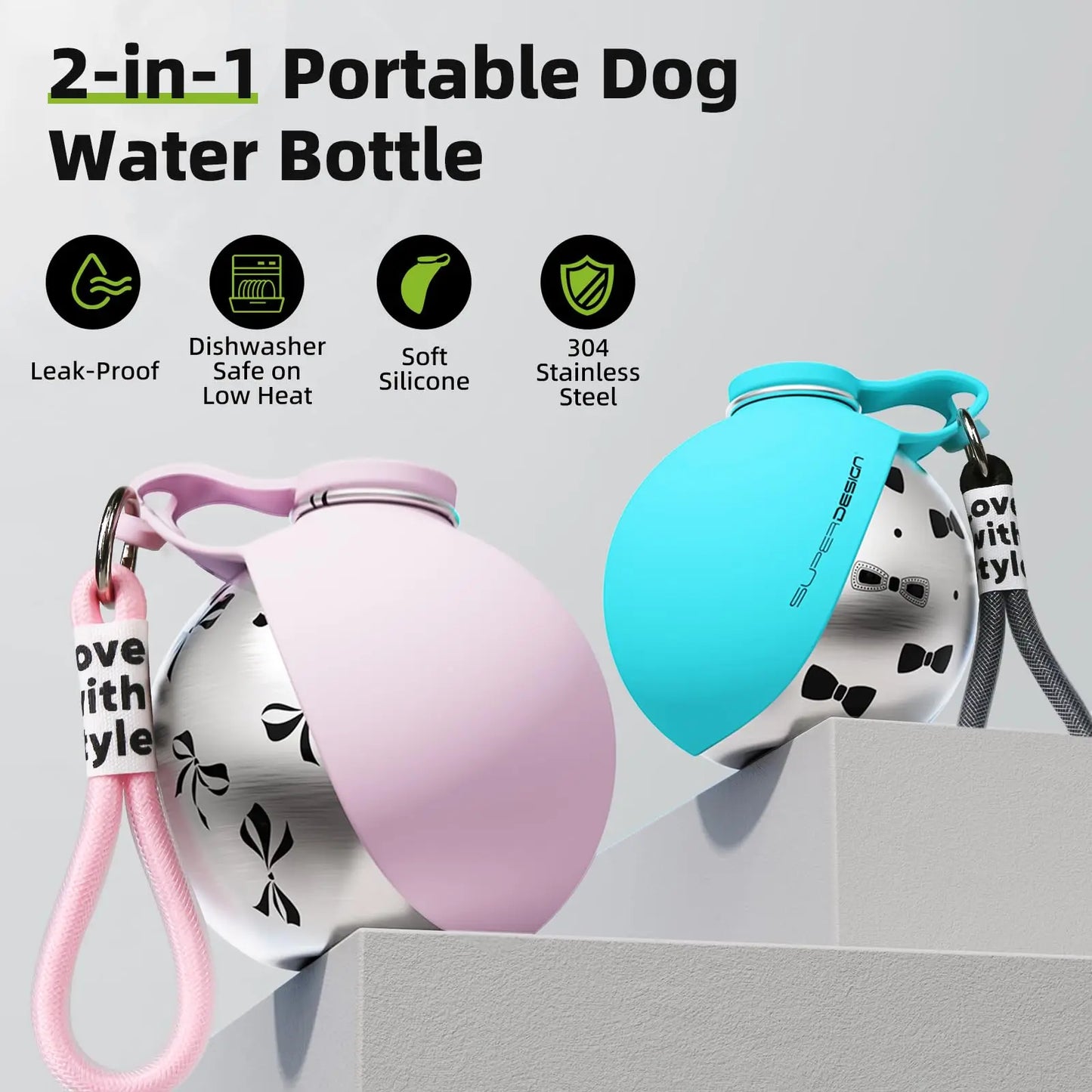 Portable Pet Water Bottle for Small Dogs – Stainless Steel & Silicone Travel Bottle