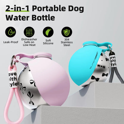 Portable Pet Water Bottle for Small Dogs – Stainless Steel & Silicone Travel Bottle