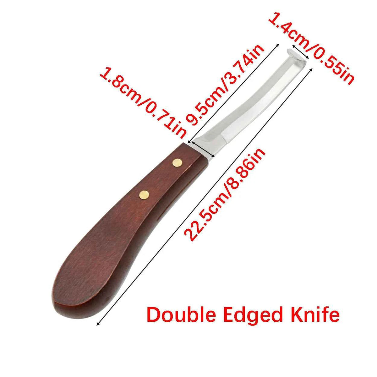 2 Pcs Horseshoe Knife With Wooden Handle Stainless Steel Double-edged & Ring-shaped Blades Cattle Sheep Hoof Trimming Tools