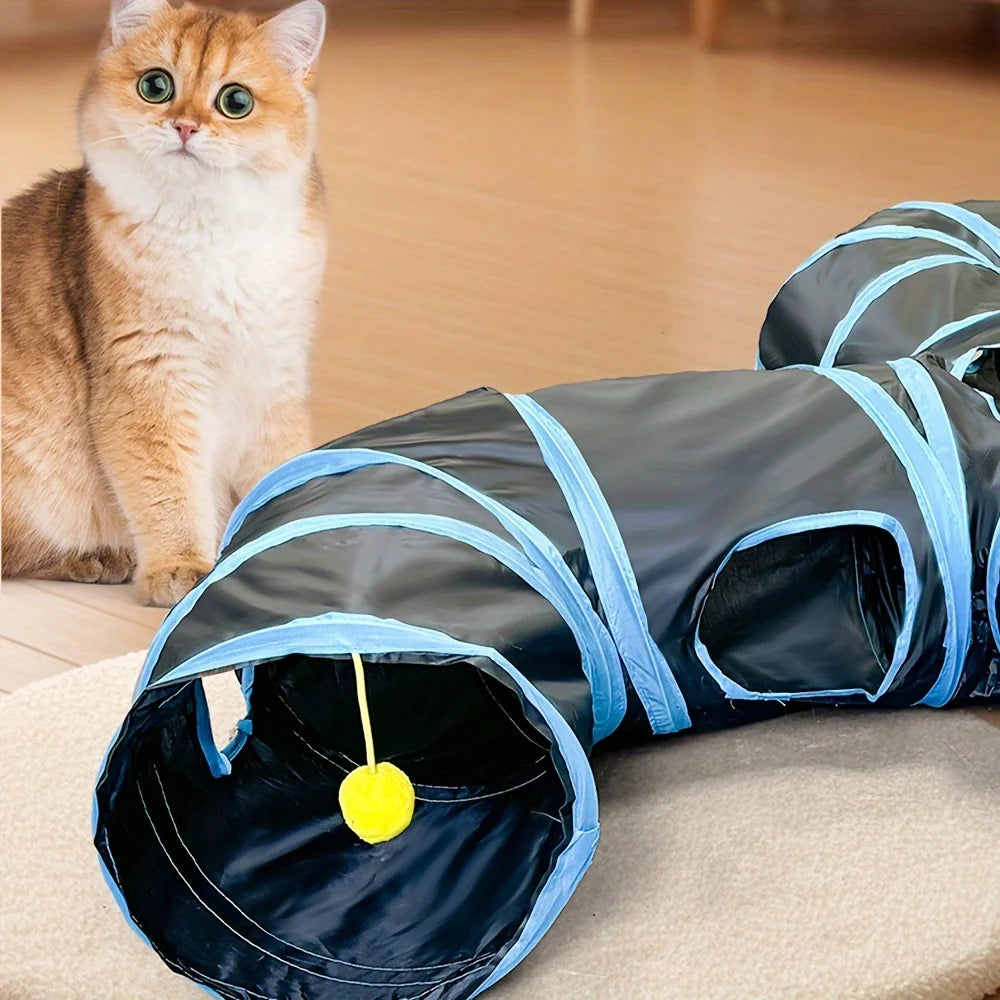 Foldable Three-Way Cat Tunnel – Fun Crawling & Hiding Toy for Cats