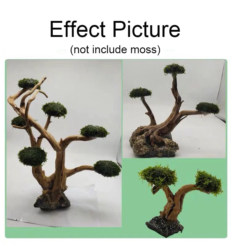 Fish Tank Driftwood Ornament – Moss Tree Trunk Decor for Aquariums