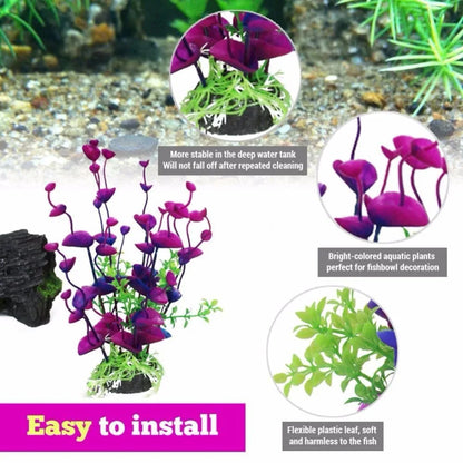 Artificial Aquarium Flower – Purple Plastic Underwater Plant for Fish Tanks