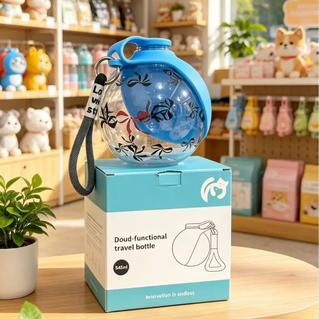 Portable Pet Water Dispenser – Dog Walking Bottle with Foldable Silicone Bowl