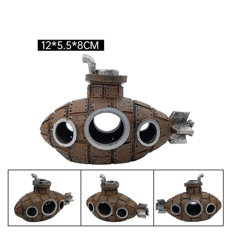 Artificial Aquarium Decoration Shelter Ornament Submarine Decor Resin Landscaping House for Fish Accessories for Aquarium Stuff