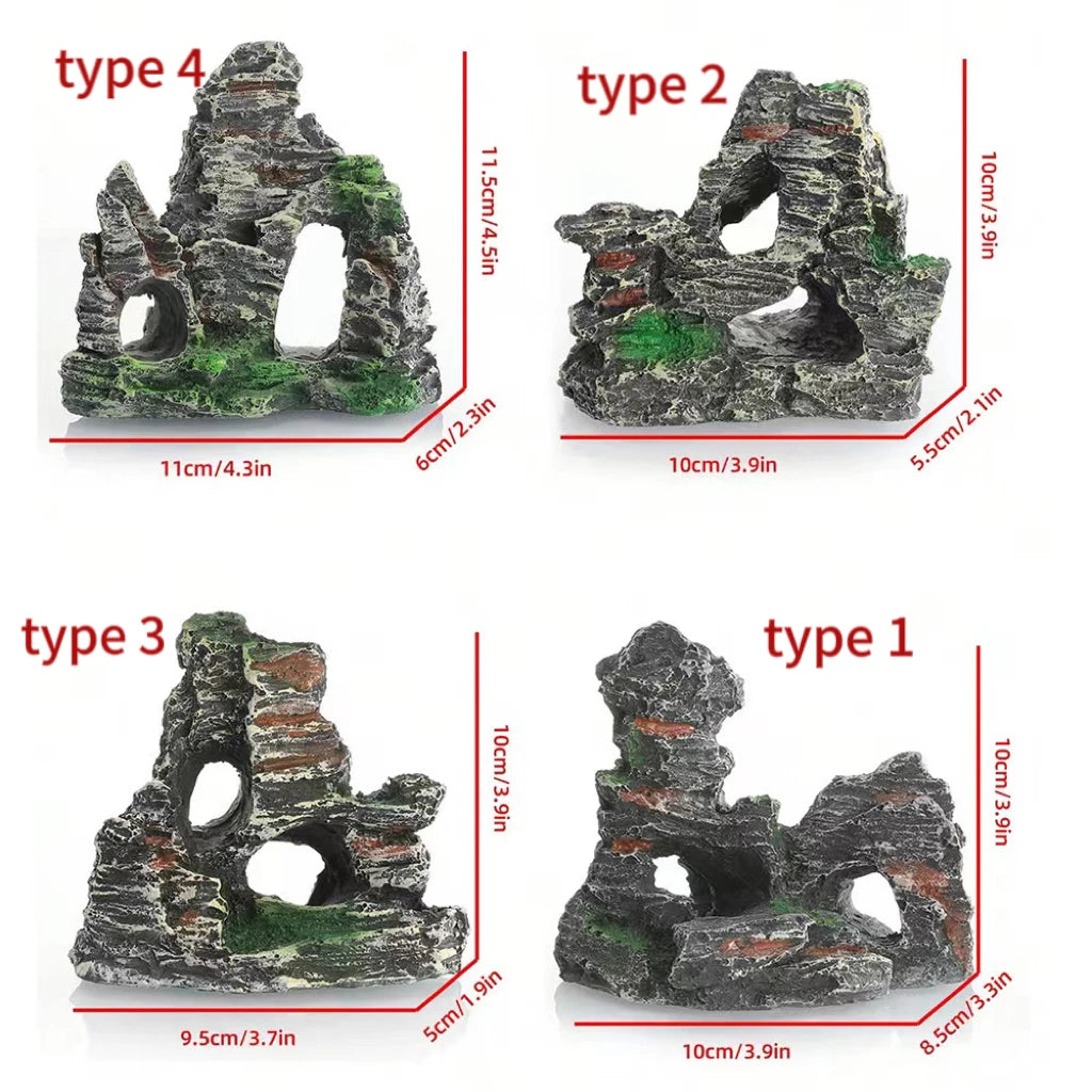 Fish Tank Resin Cave Ornament – Rockery Decoration for Aquarium Landscaping