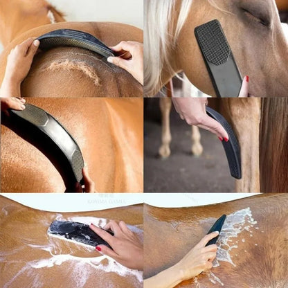 Equine Grooming Brush – Rubber Hair Comb for Cleaning, Massage & Loose Hair Removal