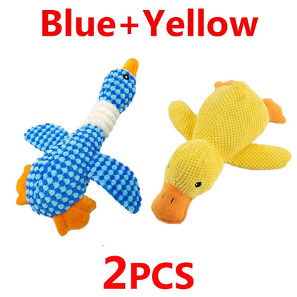 Yellow Duck Dog Toy – Plush Squeaky Chew Toy with Quacking Sound