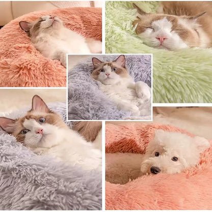 Soft Round Pet Bed – Warm Plush Donut Bed for Small & Medium Pets