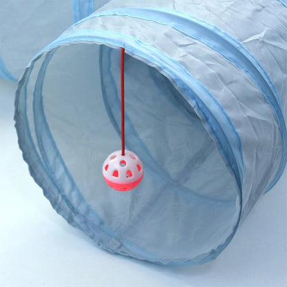 Gray 3-Way Cat Play Tunnel – Foldable Tunnel Toy for Indoor Cats & Kittens