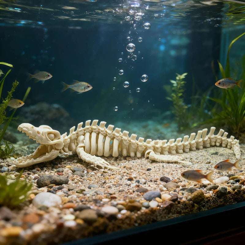 Aquatic Landscape Simulation Skull Dinosaur Skeleton Aquarium Decoration dinosaur Skeleton Resin Reptile Fish tank Decor 20/28cm