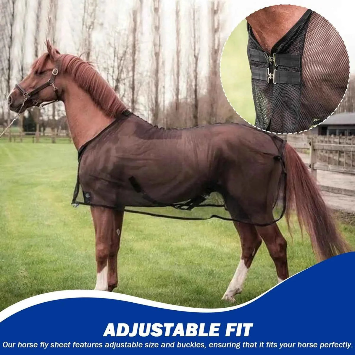 Horse Fly Sheet Breathable UV Protective Tear-Resistant Neck Comfy Mesh Horse Fly Sheet Comfy Equine Summer with Buckle Vest
