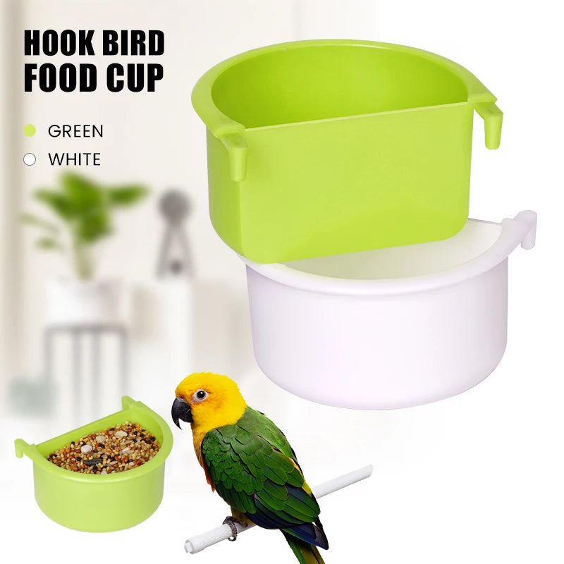 New 2pcs Bird Food Feeding Dish Easy to Install Bird Cage Feeder Bowl for Small Animals Budgie Parrot Parakeets Lovebirds