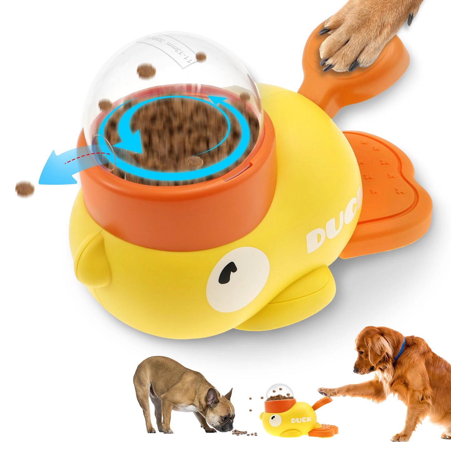 Duck-Shaped Dog Slow Feeder – Interactive Treat Dispensing Toy with Adjustable Food Outlets