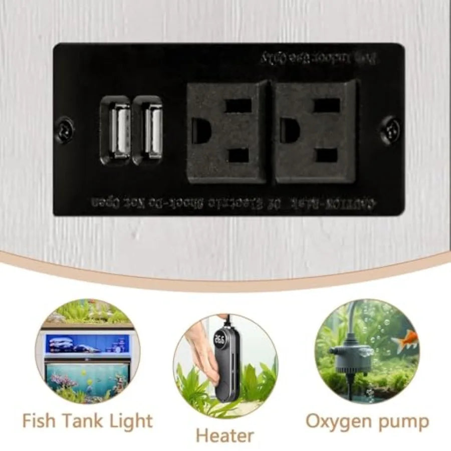55–75 Gallon Aquarium Cabinet – Heavy Duty Fish Tank Stand with Built-In Power Outlet & LED Lights