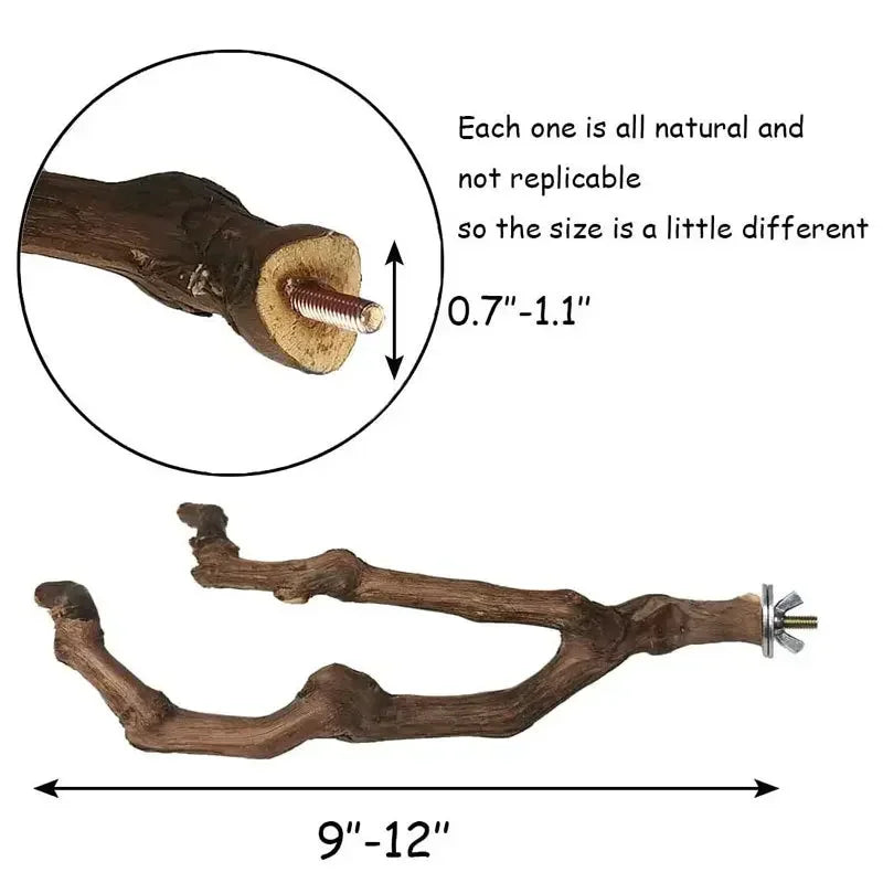 Natural Bird Cage Perch – Grape Wood Claw Grinding Toy for Cockatiels