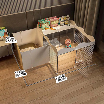 Pet Dog Enclosure – Small Dog Kennel with Isolation Gate & Toilet Area