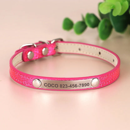 Bling Pet Collar with ID Tag – Personalized Anti-Lost Collar for Cats & Small Dogs
