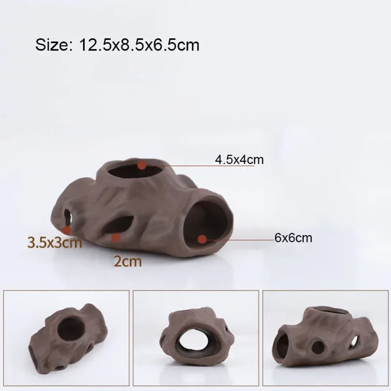 Ceramic Fish Tank Cave – Simulation Stone Hideout for Fish, Shrimp & Crayfish