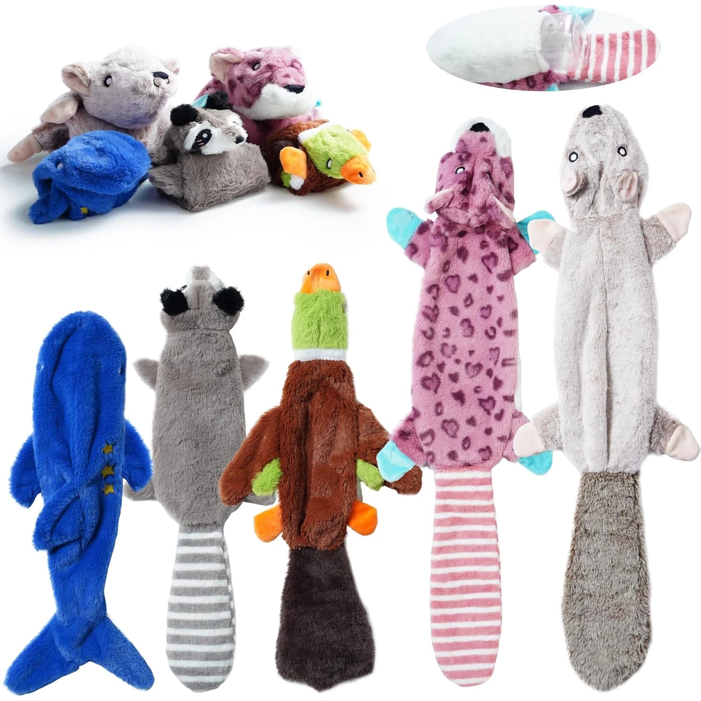 Stuff less Dog Toys with Squeakers – Plush Crinkle Toys for Puppies & Dogs