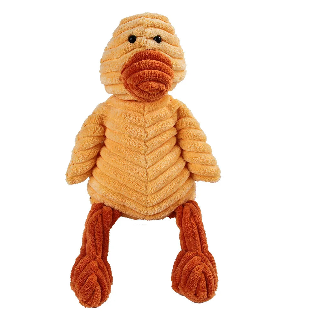 Plush Monkey & Pig Dog Toy – Corduroy Squeaky Chew Toy for Large Dogs