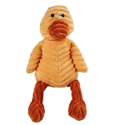 Plush Monkey & Pig Dog Toy – Corduroy Squeaky Chew Toy for Large Dogs