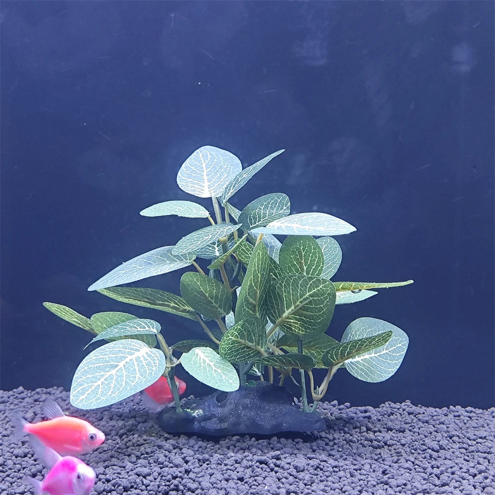 Fish Tank Artificial Plant – Tree Trunk Wood Decor with Underwater Grass