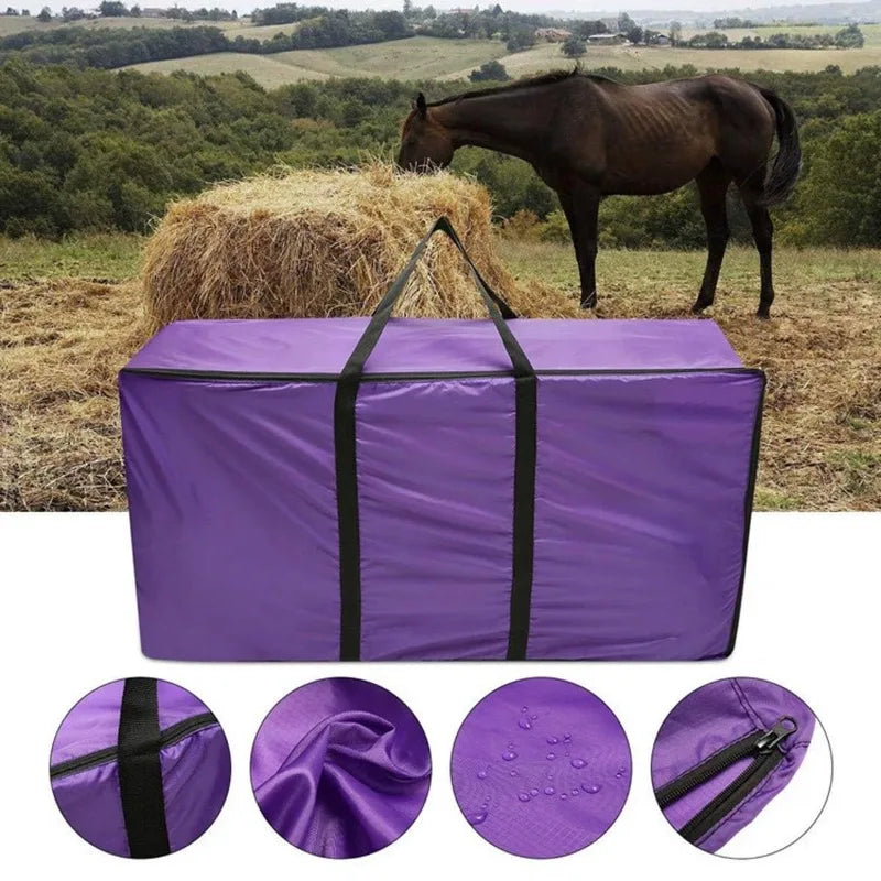 Zippered Waterproof Hay Bale Storage Bag, Large Hay Bale Tote, Foldable and Portable Hay Bale Bag for Horses and Livestock