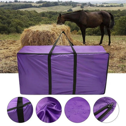 Zippered Waterproof Hay Bale Storage Bag, Large Hay Bale Tote, Foldable and Portable Hay Bale Bag for Horses and Livestock