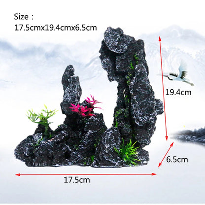 Fish Tank Rockery Ornament – Resin Mountain & Tree Aquascape Decor