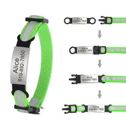 Custom Pet ID Collar for Cats – Reflective Collar with Bell & Engraved Tag