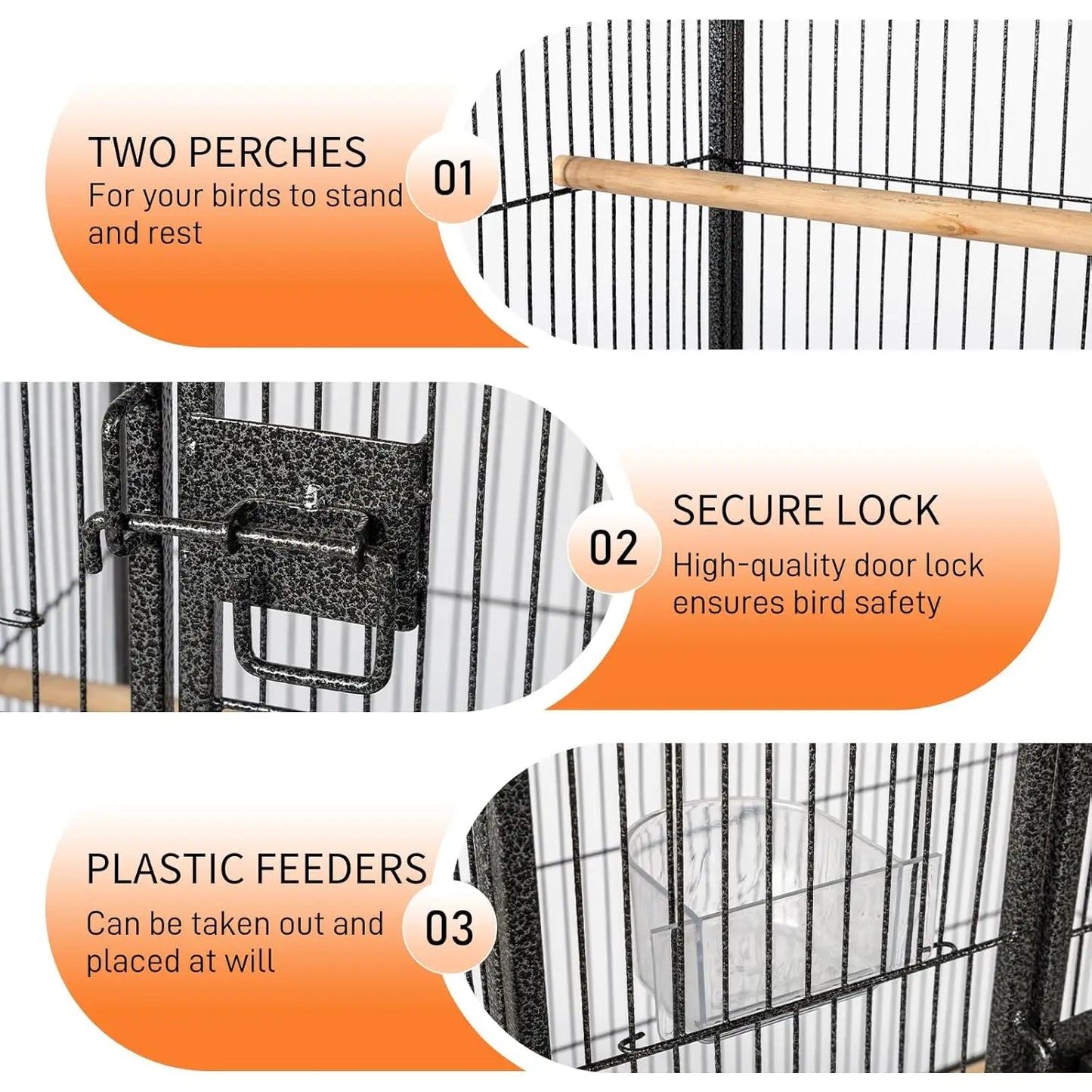 Heavy Duty Bird Cage – 53-Inch Cage with Wheels & Removable Slide-Out Tray