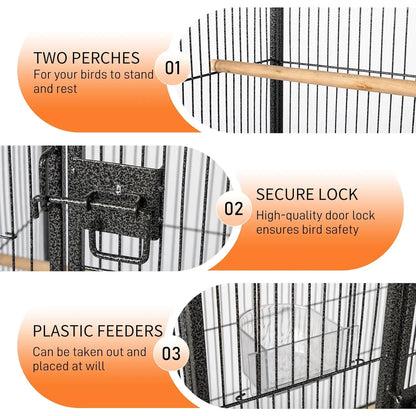 Heavy Duty Bird Cage – 53-Inch Cage with Wheels & Removable Slide-Out Tray