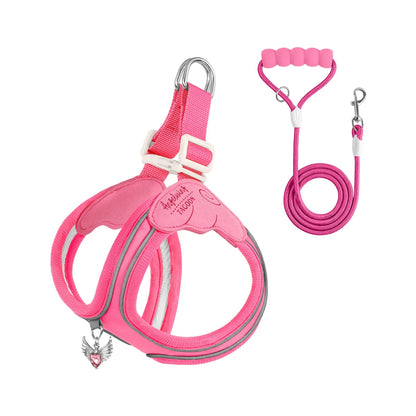 Reflective Adjustable Cat & Dog Harness – Lightweight Outdoor Walking Vest with Leash